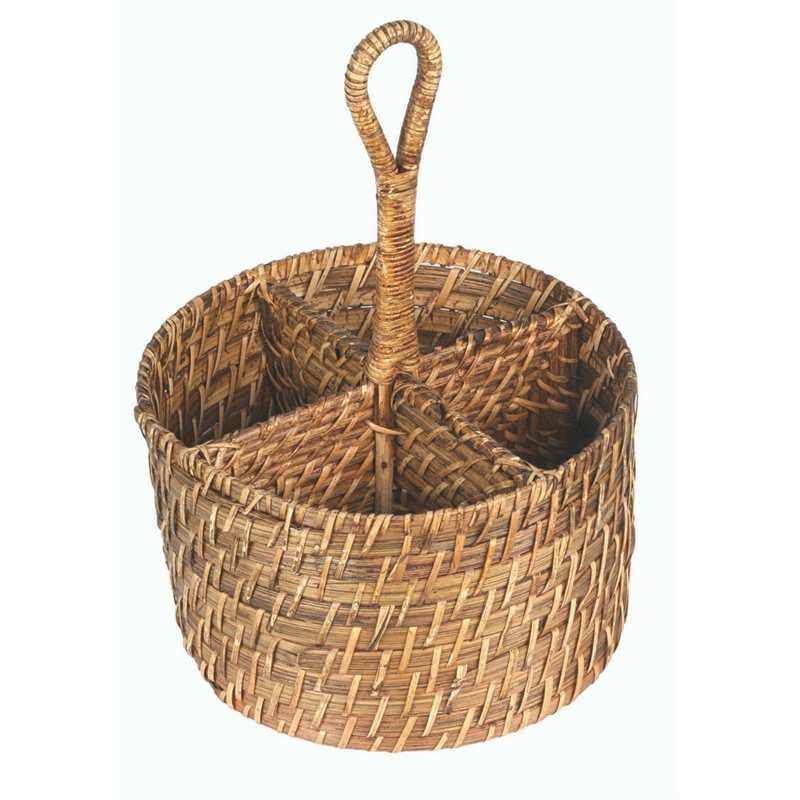 Artex Cutlery Holder 4 Divisions in Brown Rattan Support