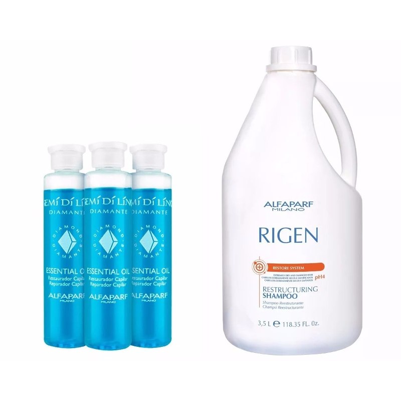 Rigen Restore System 3.5 Shampoo & Semi Di Lino Blue Ampoule