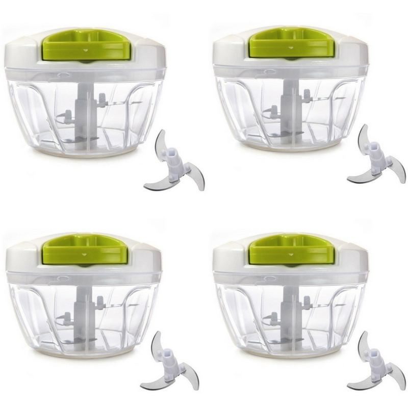 Kit 4 Mini Manual Food Processor 3 Blades W/ Nf