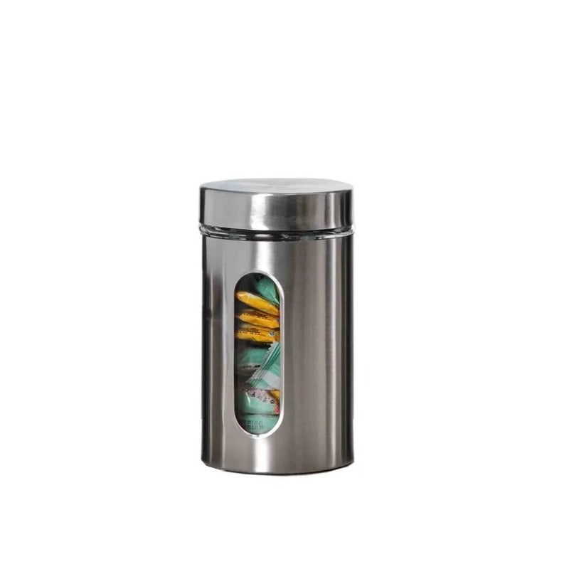 Kit 3 Storage Holders Made of Glass and Stainless Steel, Airtight Organization