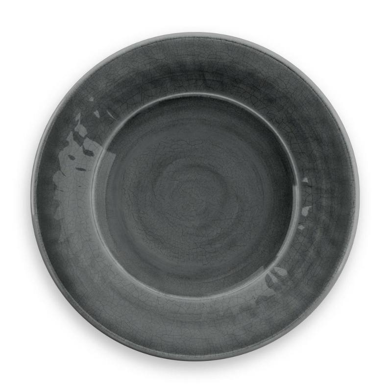 Kit 4 Prato De Jantar Melamina Craquelado Tarhong Cinza 27cm