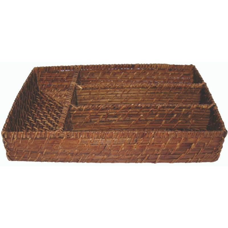 Artex Cutlery Holder With 4 Divisions in Brown Rattan Support