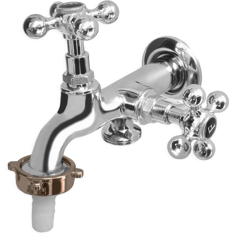 Double Outlet Wall Mounted Tank Tap - Outlet for Washing Machine