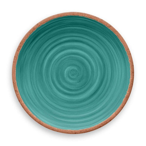 Kit 4 Rustic Dinner Plates Tarhong Melamine Turquoise