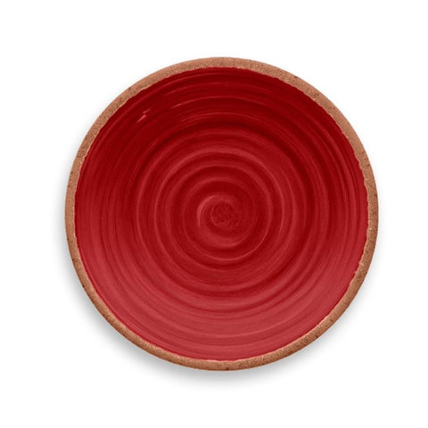 Kit 12 Platos Llanos Rústicos Tarhong Melamina Rojo