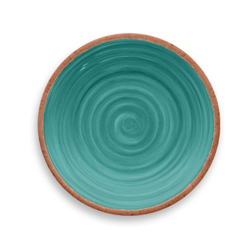Kit 12 Rustic Dessert Plates Tarhong Melamine Turquoise