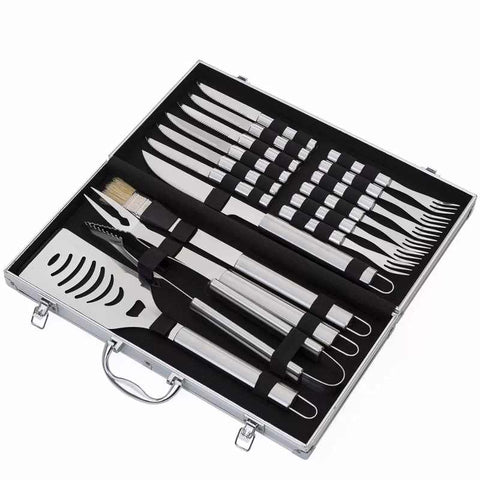 Barbecue Kit 17 Pieces Stainless Steel Cutlery Aluminum Case