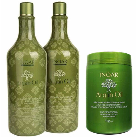 Inoar Argan Oil Shampoo Kit + Conditioner Liter + Mask 1kg