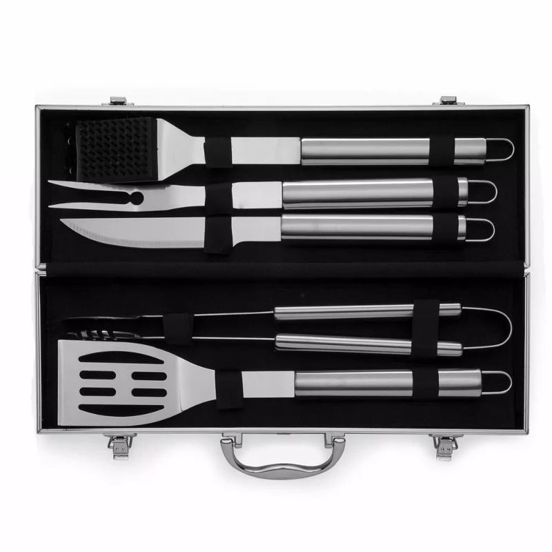 Barbecue Kit 5 Pieces Stainless Steel Cutlery Aluminum Case Gift