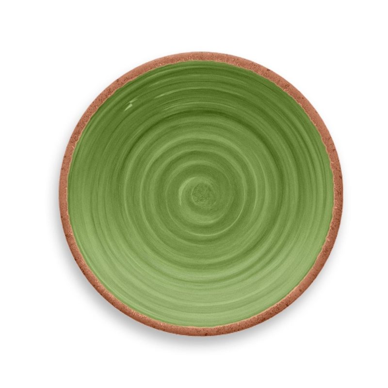 Kit 4 Rustic Dinner Plates Tarhong Melamine Green