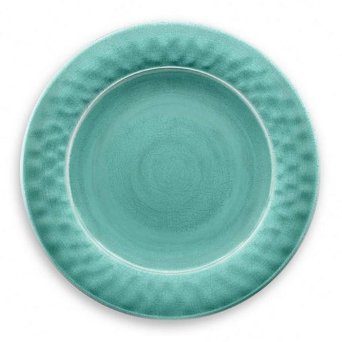 Kit 4 Platos Llanos de Melamina Cracked Turquesa 27cm