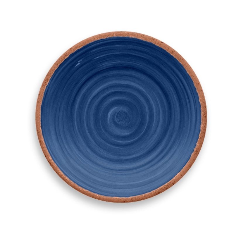Plato de postre rústico de melamina azul Tarhong redondo