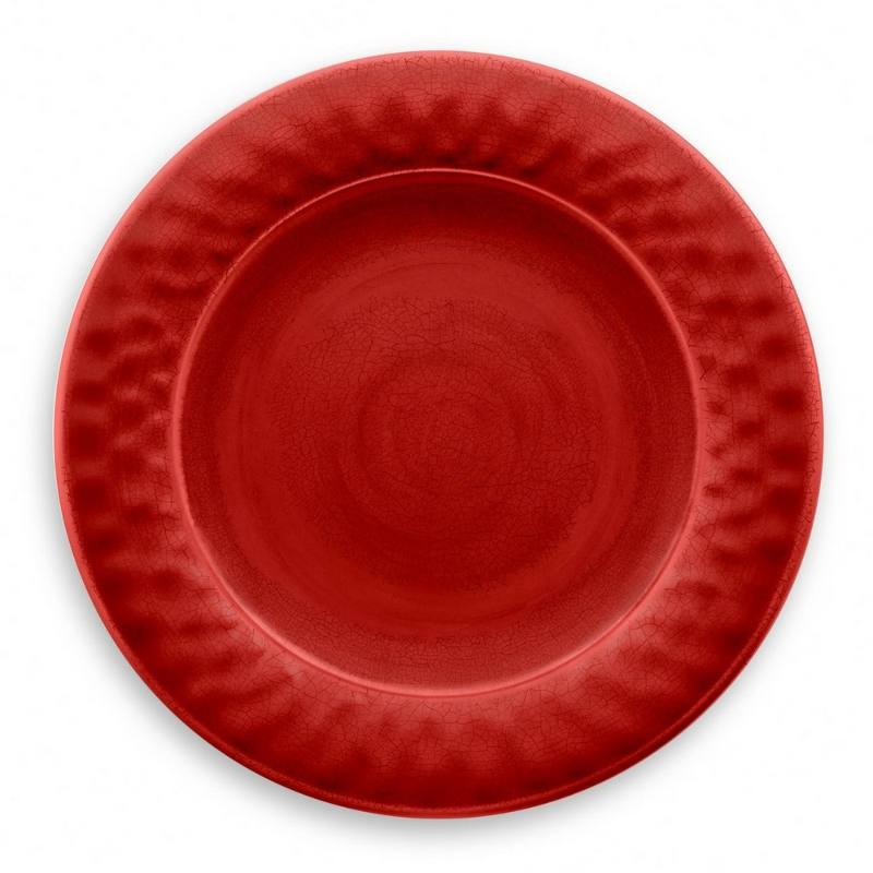 Plato llano de melamina agrietada roja Tarhong 27 cm