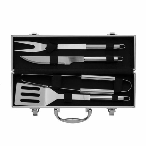 Barbecue Kit 4 Pieces Aluminum Suitcase Stainless Steel Cutlery Gift