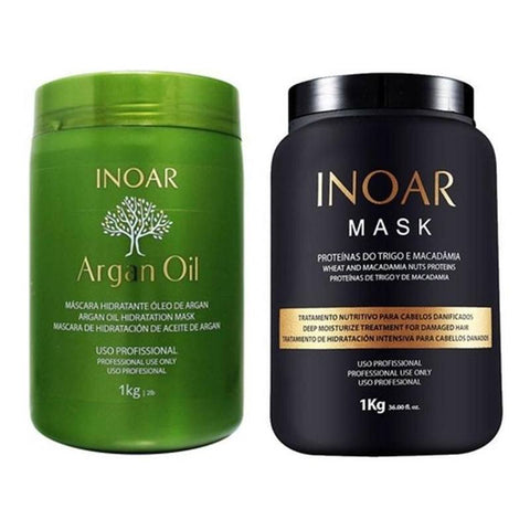 Inoar Argan Oil Mask Kit 1 kg and Inoar Macadamia Mask 1 kg