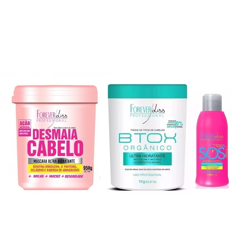 Kit=1 Faint Hair 950g+1 Organic Btx 1kg+1 Sos-for. Liss 